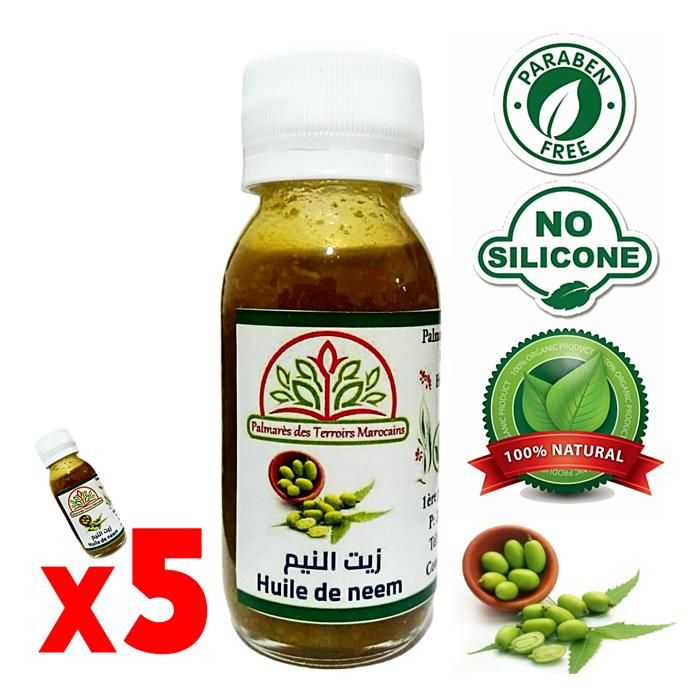 Huile de Neem margousier 300 ml 100% Naturel (anti chute anti acné anti pellicule anti poux anti tâche psoriasis)
