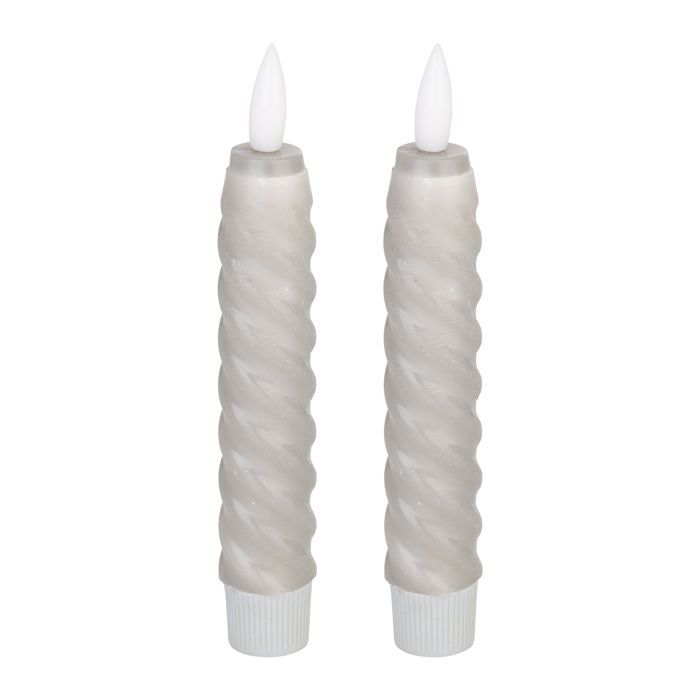 Bougies LED - ANDRAFIAB - Lot de 2 - Gris - Diamètre 2,1 cm - Hauteur 15 cm