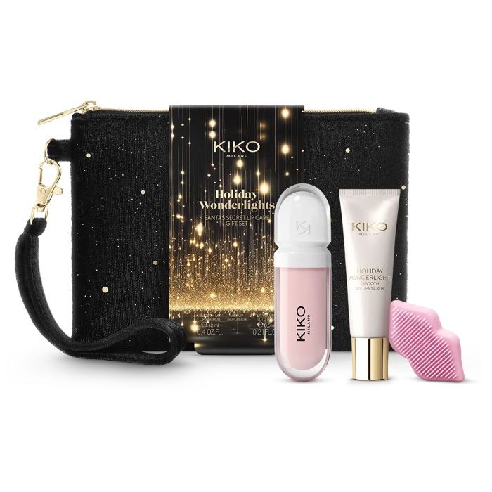 Coffret Soin des Lèvres - KIKO MILANO - Holiday Wonderlights - Gommage - Crème Volumatrice - Pochette Élégante