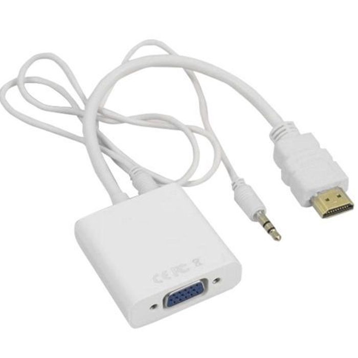 Adaptateur HDMI vers VGA - HD - 1080P - Câble Audio Inclus - Compatible Macbook - Plaqué Or