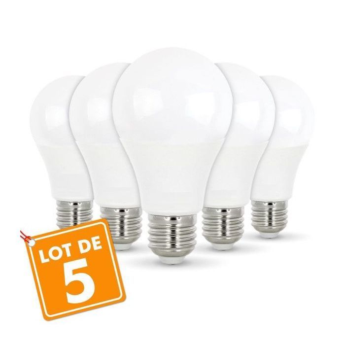 Light Lot de 5 ampoules LED E27, 12W , Lumière Jaune 3000K