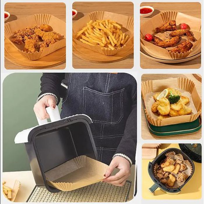 50 Pièces Papier de cuisson carré spécial antiadhésif pour friteuse à air