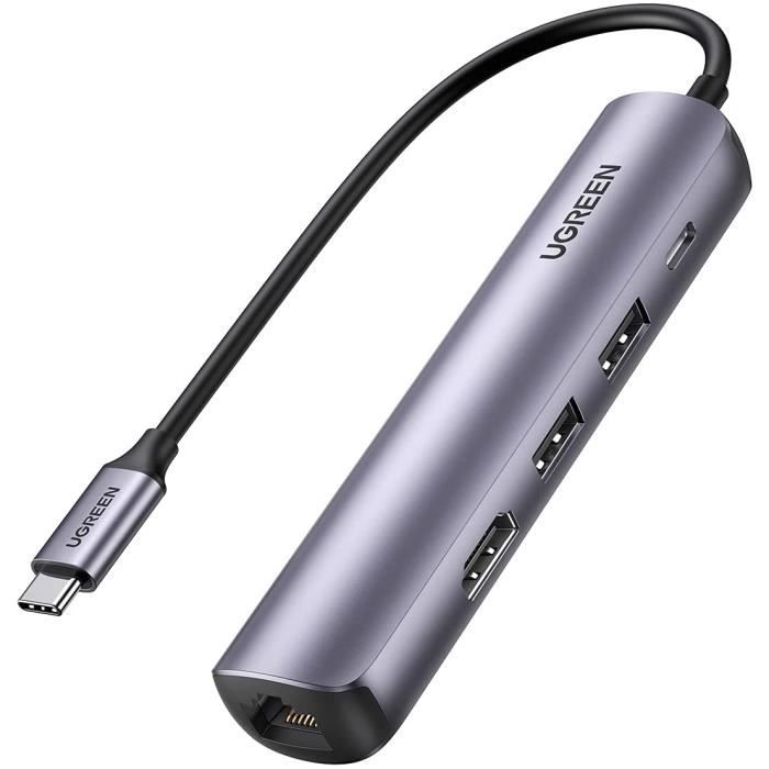 Hub USB C - UGREEN - Adaptateur 5 en 1 - HDMI 4K - RJ45 Ethernet - 100W Charge