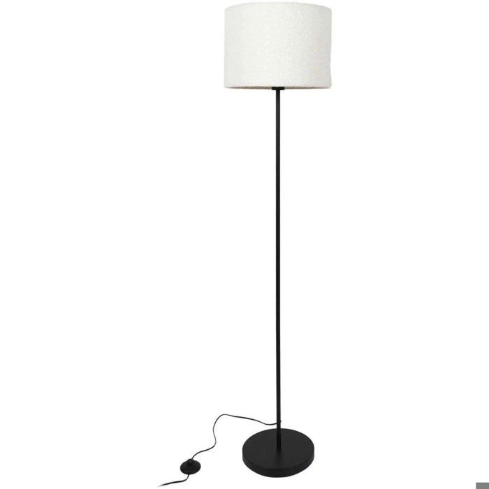 Lampadaire - MARQUE - Abat-jour bouclette - Métal noir - 150 cm - E27