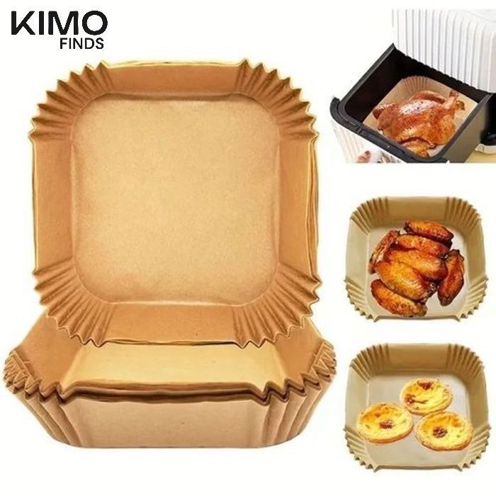 KIMO FINDS Lot de 50 papier four pour friteuse à air carrés,doublure en papier jetable160X45mm