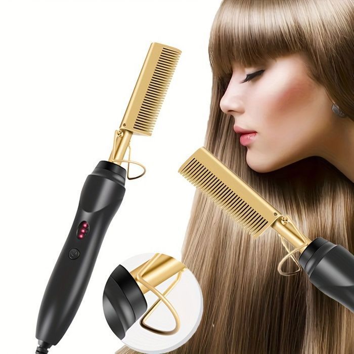 Light-Peigne Chaud Électrique Peigne Chaud Peigne Cheveux Peigne Lissant Peigne Chauffant Peigne Lisseur 3 réglages de température