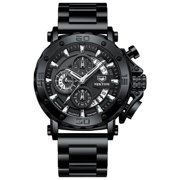 Montres NEKTOM pour hommes en acier inoxydable, montre à quartz analogique avec date, montres minimalistes de luxe