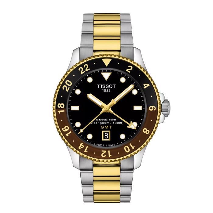 Tissot orologio Seastar 1000 GMT 40mm nero quarzo acciaio finitura PVD oro giallo T120.852.22.051.00