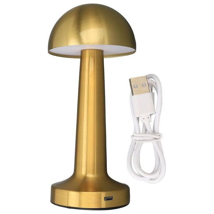 Lampe Champignon LED Rechargeable – Design Moderne en Métal Doré