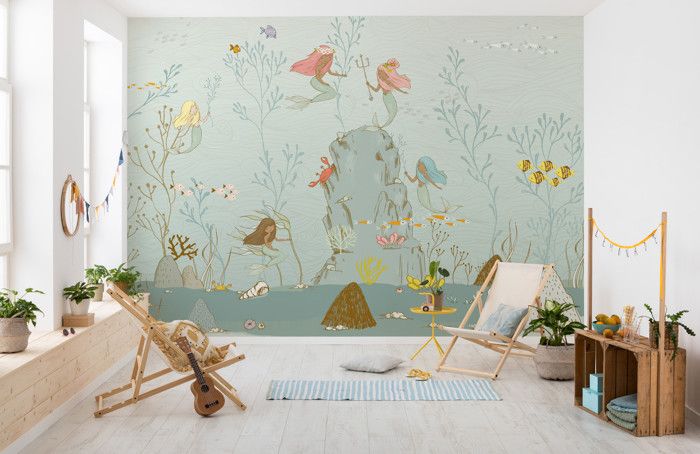 Papier peint photo murale - DANSMAMAISON - MERMAIDS - Intissé - 350 x 280 cm - Effet peinture