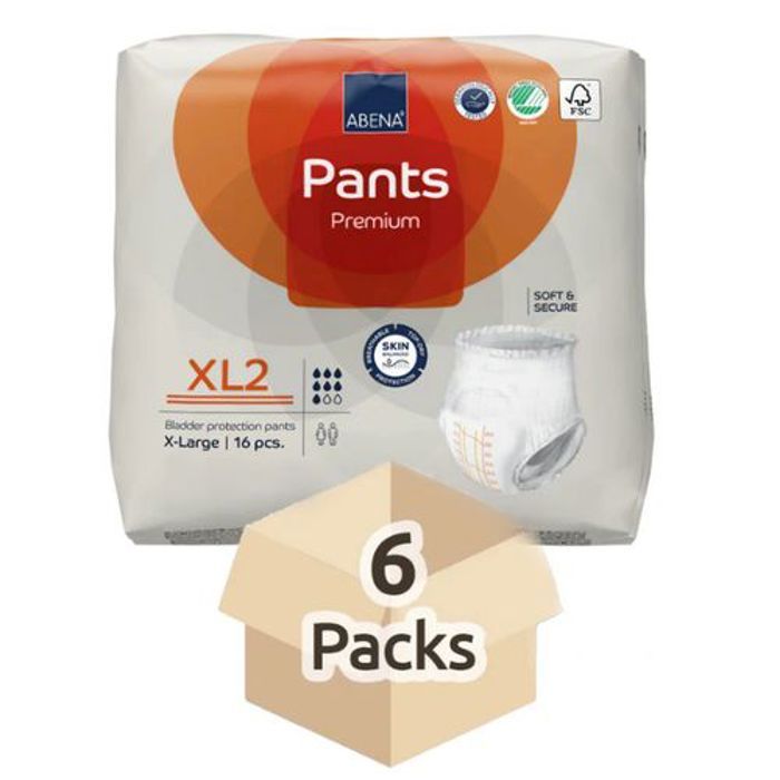 Couches pour Adultes - ABENA - PANTS Premium XL2 - Taille XL - Absorption 1400 ml - Pack 6×16 unités