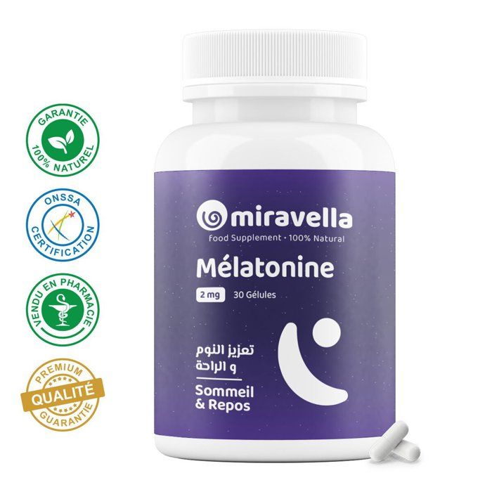 Complément Alimentaire - Miravella - Mélatonine - 30 Gélules - 100% Naturel - Sommeil Récupérateur