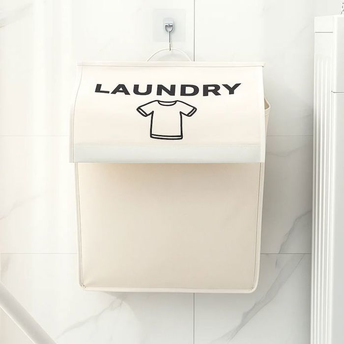 Panier a Linge Mural Pliable – Sac a Linge Suspendu avec Poignee Portable