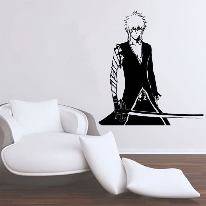 Bleach Ichigo Kurosaki Anime Stickers décoration vinyle Déco stick manga Noir