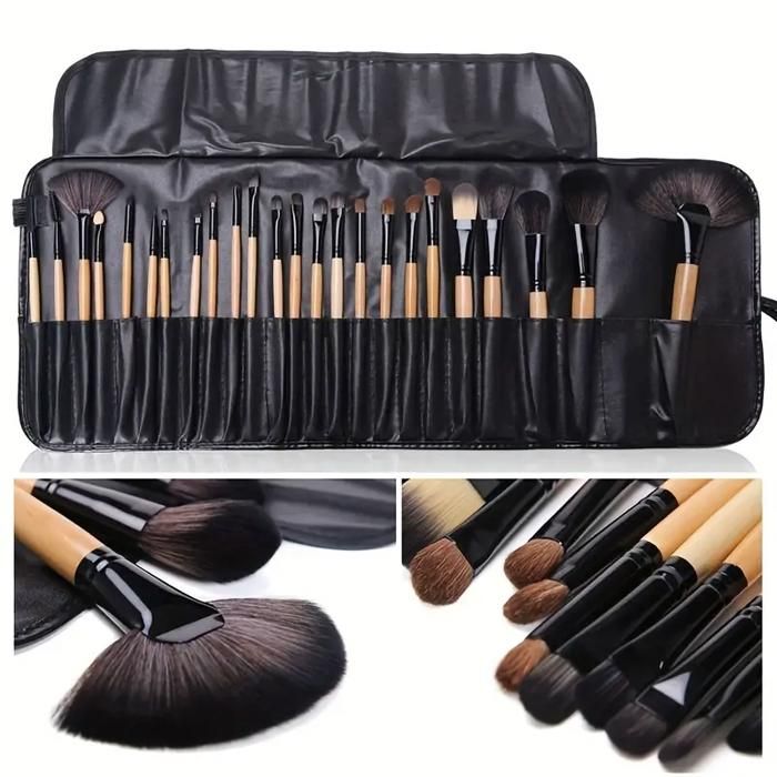 Ensemble de 24 Pinceaux de Maquillage Professionnels avec Sac de Rangement