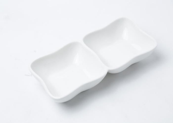 COUPELLE CARRÉE DOUBLE COMPARTIMENT BLANCHE EN PORCELAINE