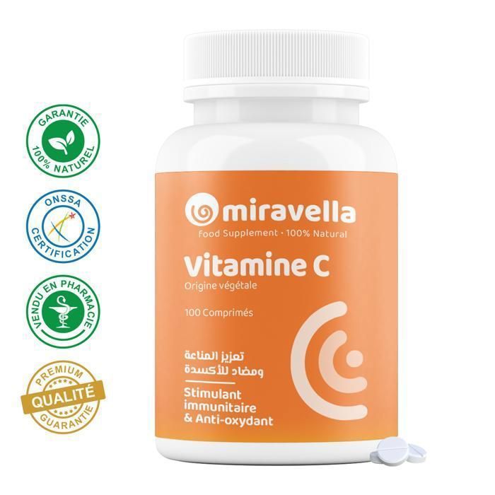 Vitamine C - Miravella - 100 comprimés - 100% naturel - 500 mg - Soutien immunitaire
