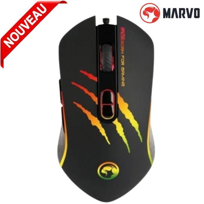 Souris de jeu Marvo Scorpion M425G RGB, 7 boutons programmables, capteur optique jusqu'à 3200 dpi, rétroéclairage