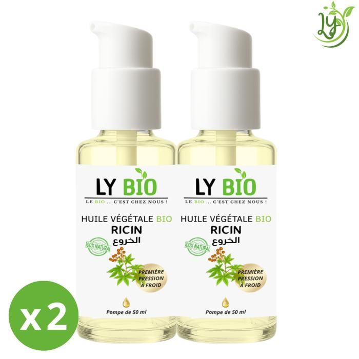 LYBIO PACK HUILE RICIN 50ml - POMPE LOT DE 2 bouteilles