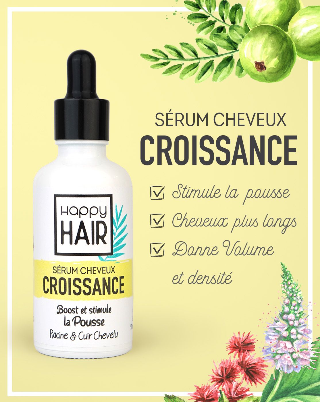 Sérum - URBANK - CROISSANCE - 100% Naturel - Huile d’Amla - Huile de Ricin