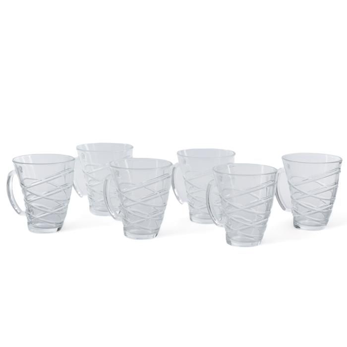 PACK DE 6 MUG TRANSPARENT ELANOR - 25 CL