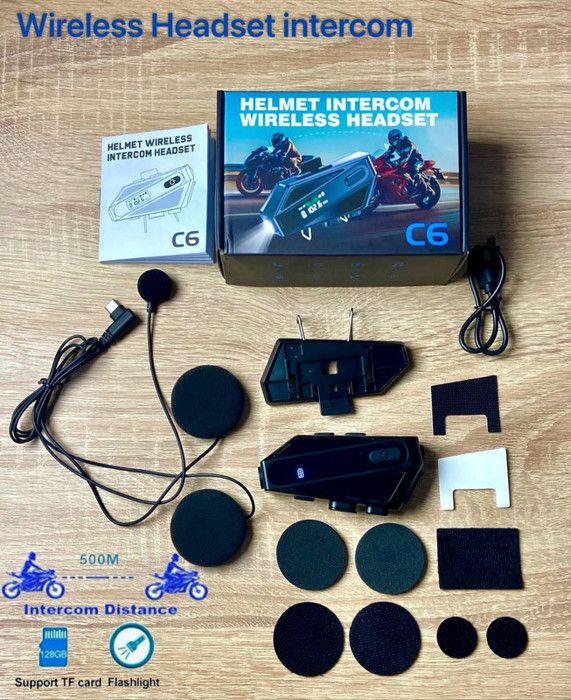 C6 Helmet Oreillette Bluetooth 5.3 pour Casque Intercom de Moto