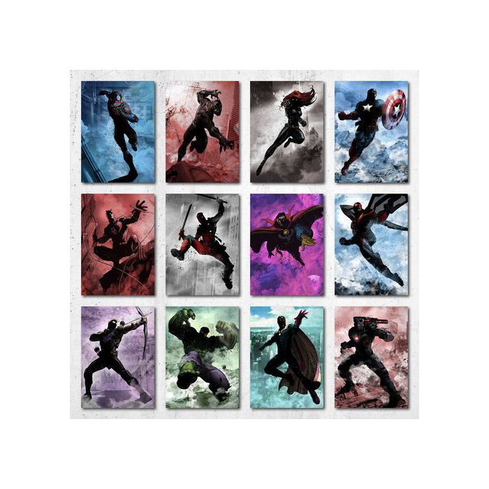 Poster A5 - Marvel - Super Héros - Iron Man, Captain America, Hulk - Décoration Murale - Multicolore