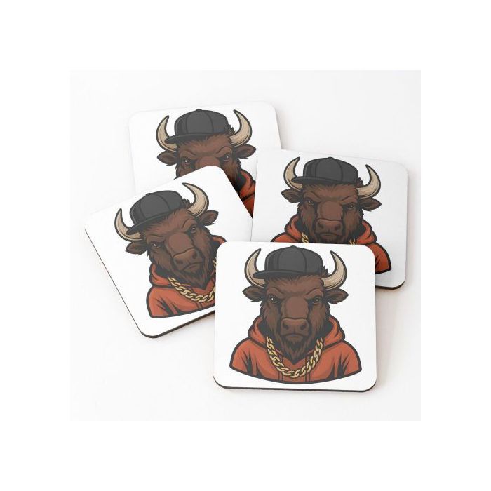 Dessous de Verre - Bison des rues - Multicolore - 4 pièces - Décoration marocaine - Pour adultes
