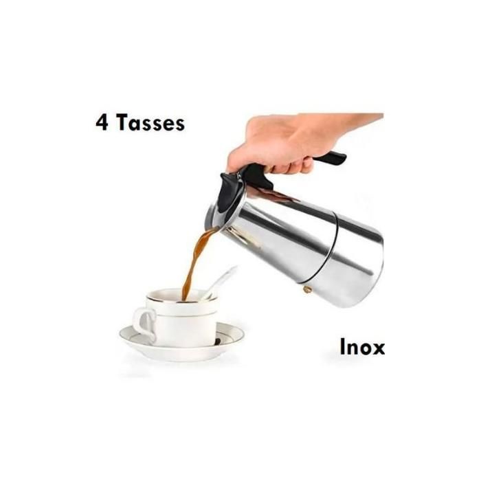 Cafetière Inox 4 tasses Machine manuelle préparation café