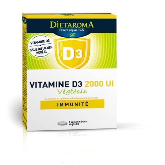 Immunité 40 comprimés - Vitamine D3 Végétale 2000 UI - - Dietaroma