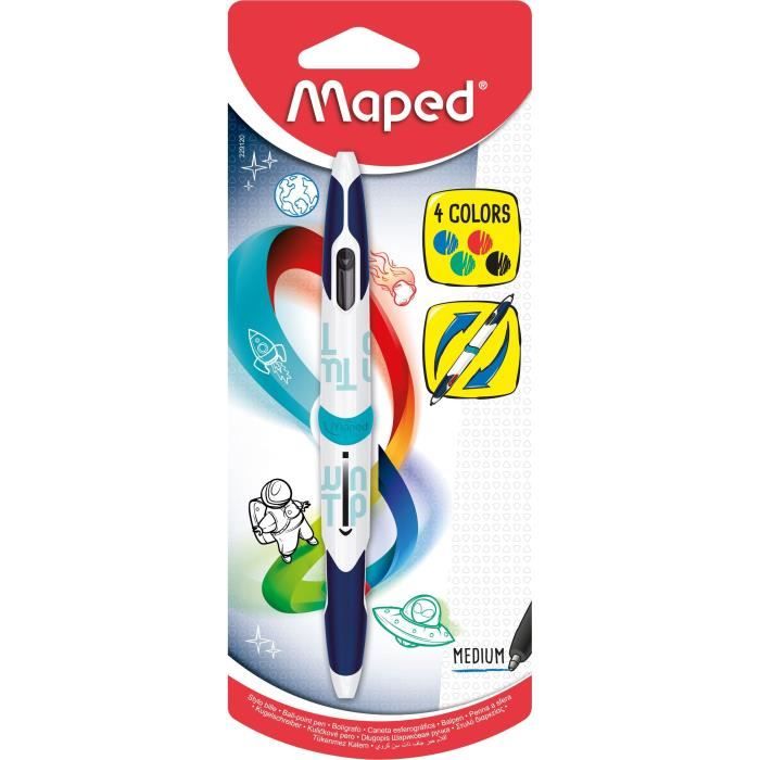 MAPED - Stylo-bille Twin Tip Médium 4 Couleurs