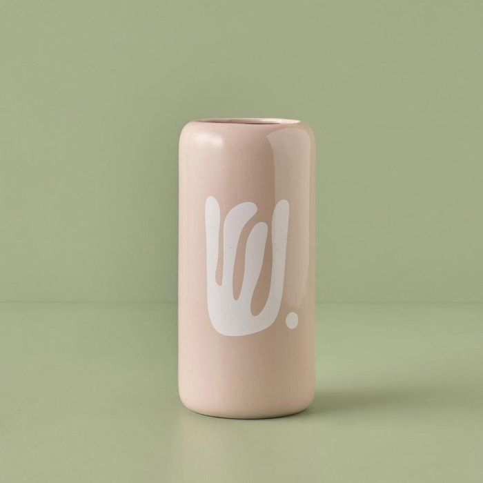 Vase en grès - BELLA MAISON - Corail crème - 26x12 cm - Contemporain - Design
