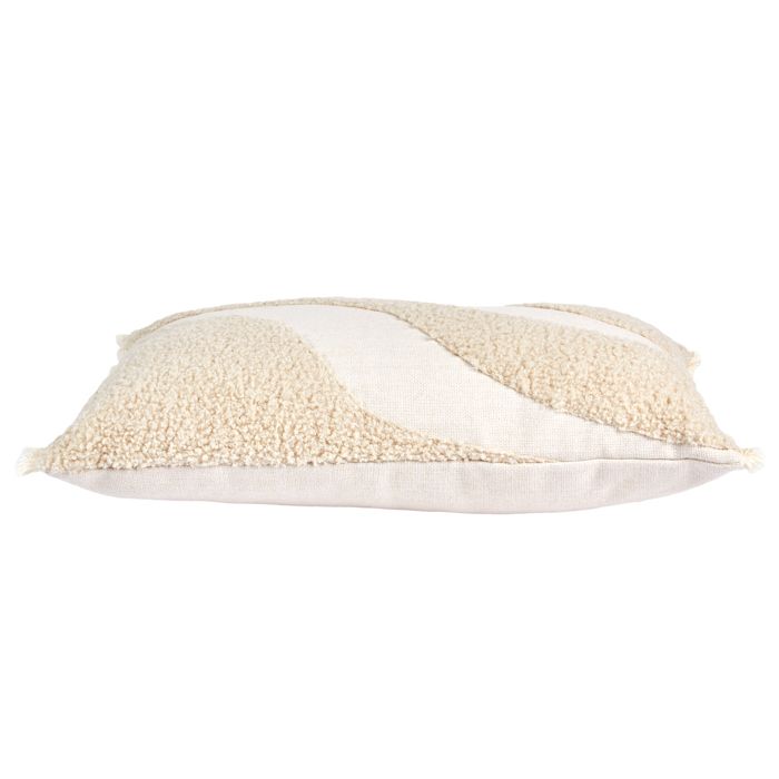COUSSIN BEIGE ET BLANC TUFTE 30X50CM