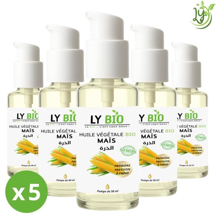 LYBIO PACK HUILE MAIS 50ML - POMPE LOT DE 5 bouteilles