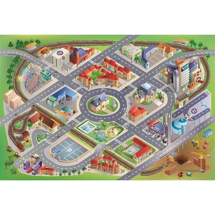 Tapis enfant - 100x150 cm - CONNECTE DISTRICT Multicolore - Polyester- Lavable 30° - UN AMOUR DE TAPIS