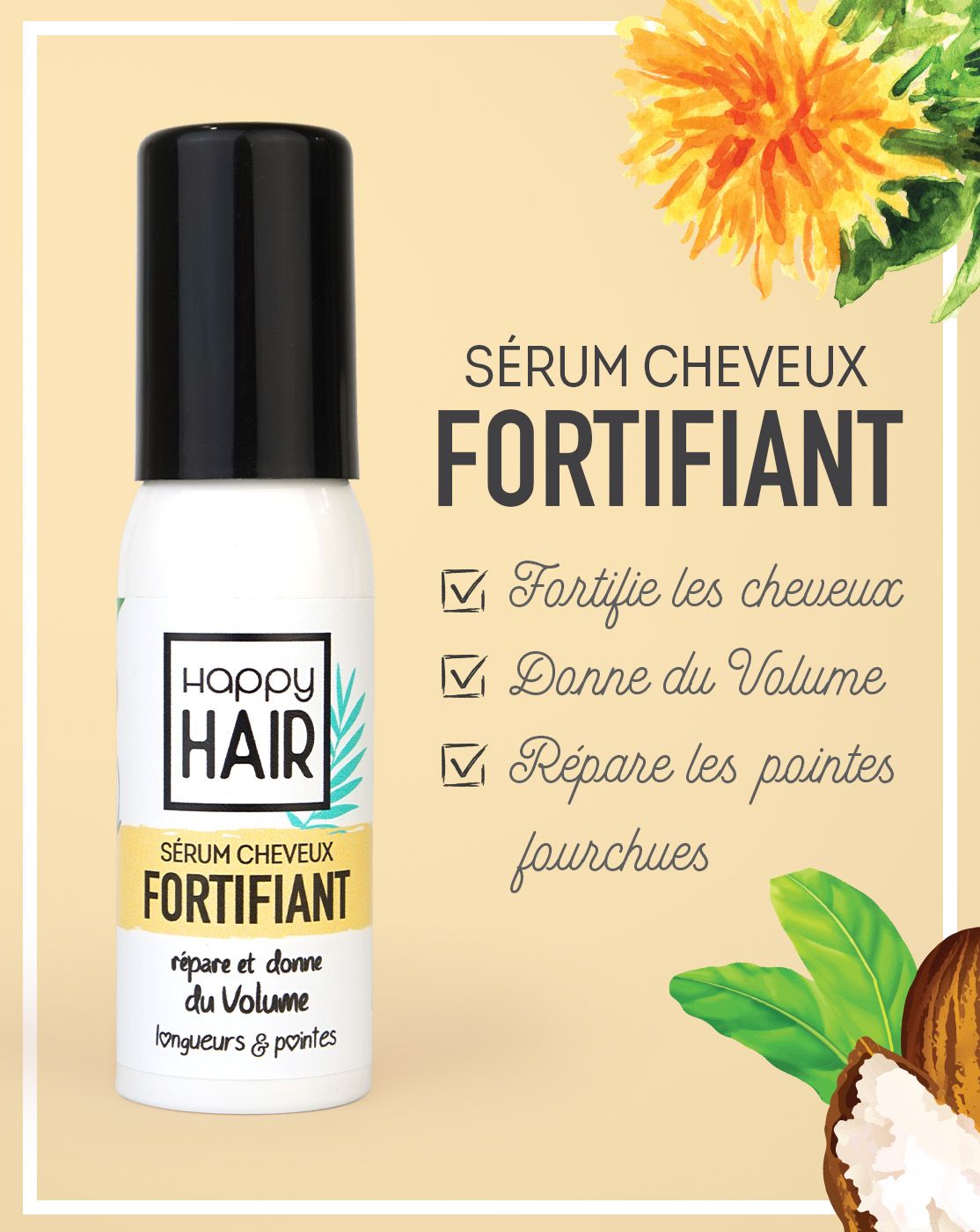 Sérum - URBANK - Fortifiant - 100% Naturel - Volume - Cheveux fins