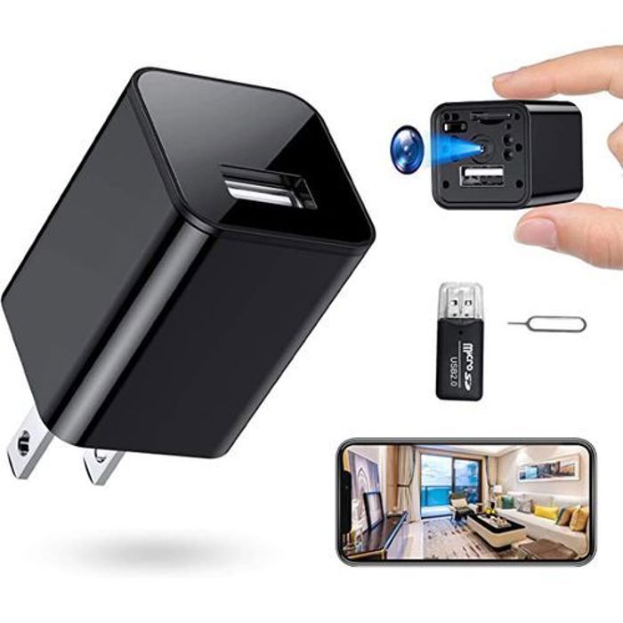 Mini Chargeur Caméra Espion Portable HD 1080p avec Chargeur USB Intégré