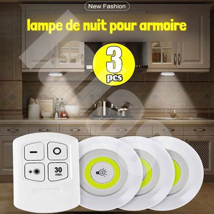 Lampe sous-meuble sans fil - LED - Télécommande - Éclairage réglable - Installation facile - Blanc