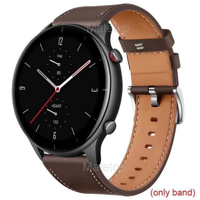 Bracelet en Cuir 22mm Marron Foncé pour Xiaomi Watch S1 / Xiaomi Watch S1 Active