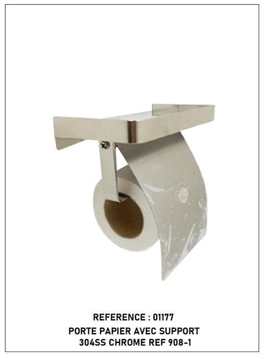 Porte-papier - MARQUE - 908-1 - Acier inoxydable 304SS - Finition chrome - Design moderne