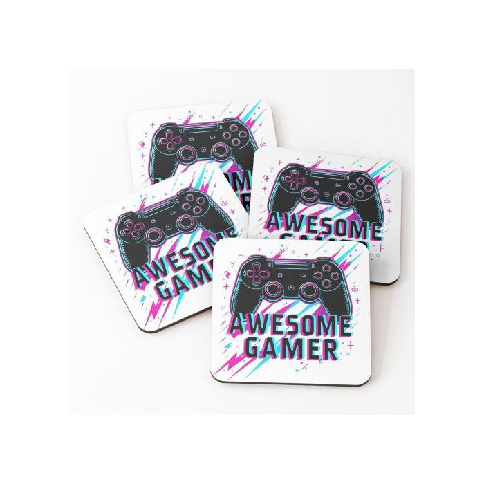 Dessous de Verre - Gameman - Autocollant - Multicolore - Décoration Marocaine - 4 pièces