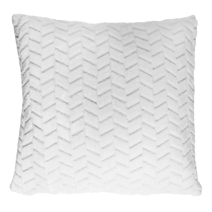 COUSSIN IMIT FOURRURE BLANC CHEVRON CUTTES 40X40CM