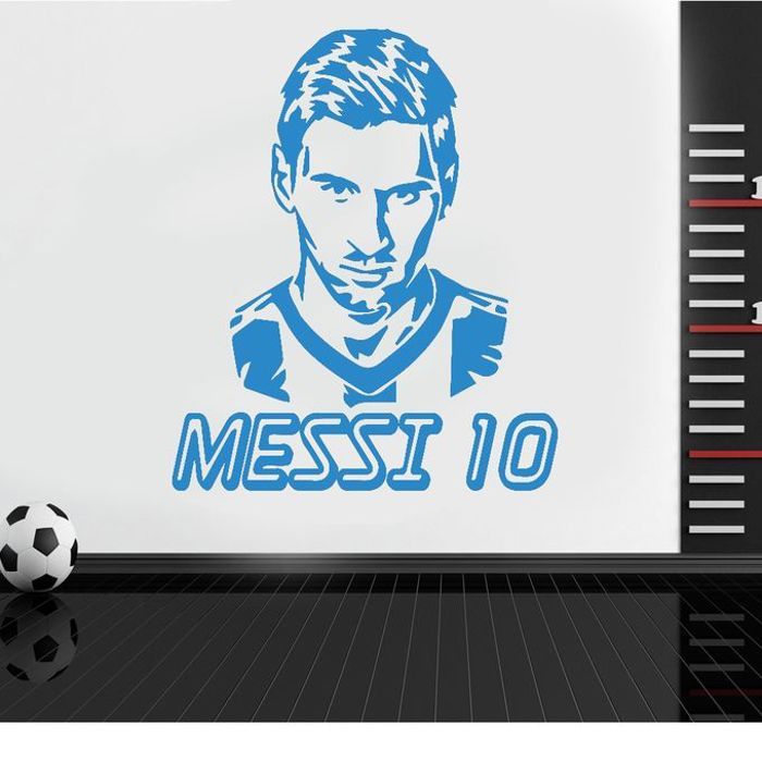 Sticker mural - Messi - Ref 140011 - Vinyle bleu - Design contemporain - 55x65 cm