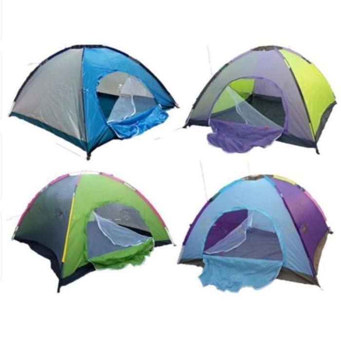 La tente de camping 4 personnes multicouleurs 208x208x145 cm (Couleur aléatoire)