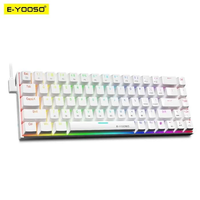 Clavier Gamer E-YOOSO Z686 - Mécanique - Red Switch - QWERTY - Rétroéclairage RGB - Blanc