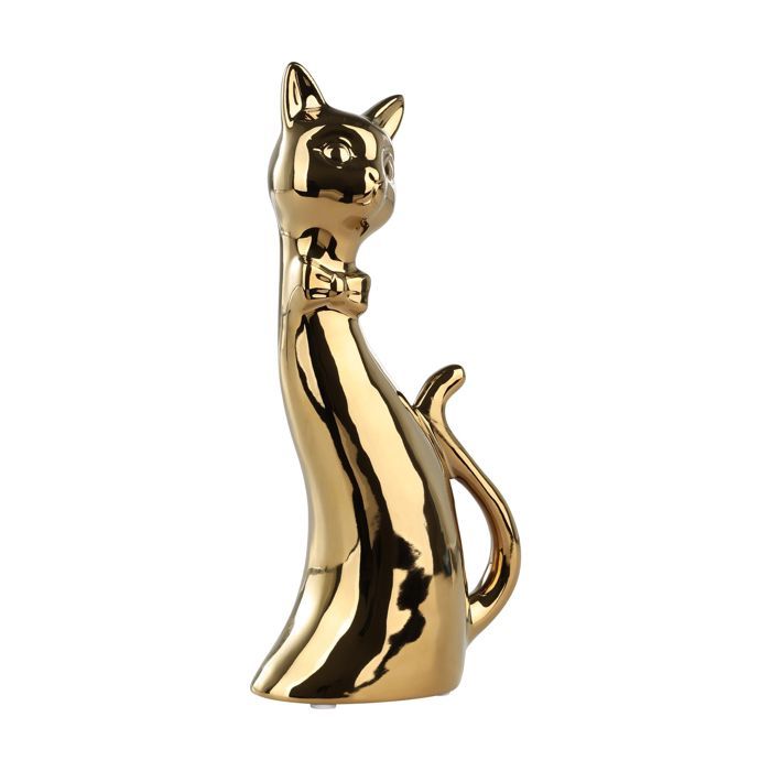 Statue décorative - BENANGIN - Chat en or - H. 25 cm - Élégante - Chic