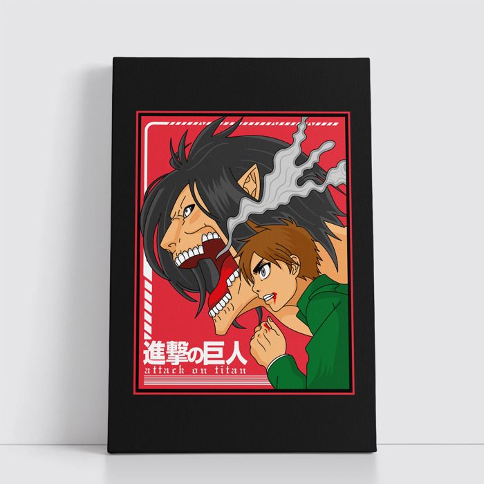 Tableau Manga Japonais sur Toile – Affiche Murale Attack on titan 25x40 cm pour Déco Otaku 33