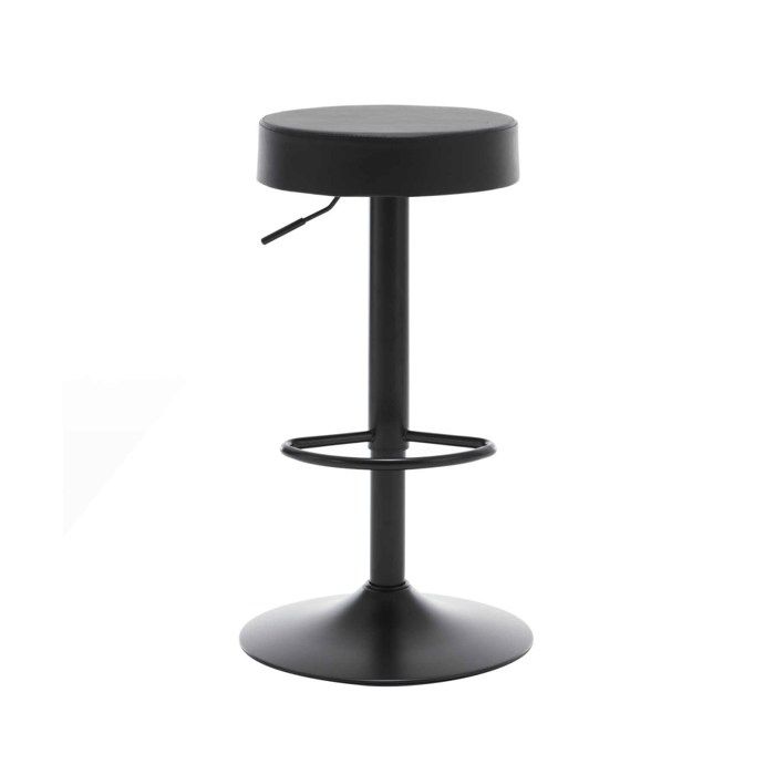 Tabouret de bar réglable - DANSMAMAISON - BILBAO - Noir - Métal - Similicuir