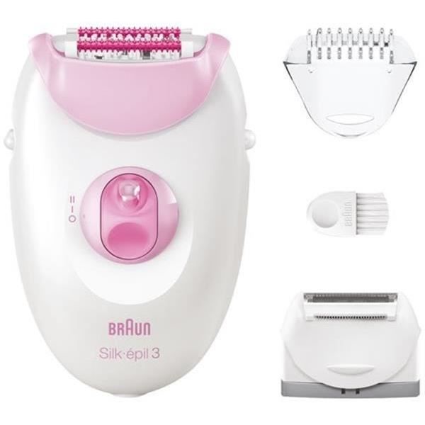 Épilateur - BRAUN - Silk Epil 3 - 2 vitesses - Tête rasoir - Accessoires fournis - Éclairage LED