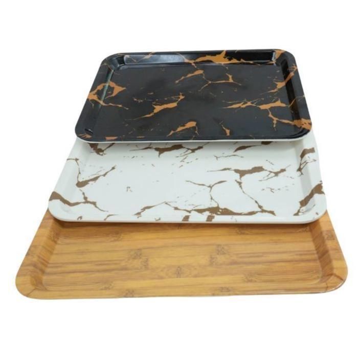 Plateau de service décoratif rectangulaire en plastique 26,5 x 19,5 cm (Couleur aléatoire)
